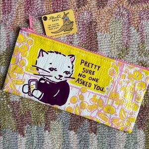 Blue Q Pretty Sure No One Asked You Pencil Bag Cat Sarcasm NWT